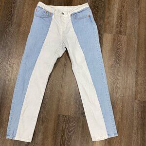 🔥Levi’s Premium Patchwork Two Tone Jeans Juniors 0 Color block Denim